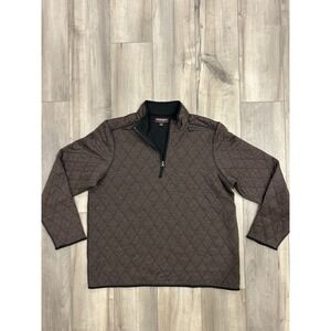 Johnston & Murphy Diamond Quilted 1/4 Zip Pullover Mens Size XL Brown Polyester